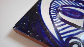 Azulejo Cerámica Mid-Century Cara Azul