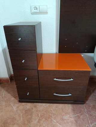 Dormitorio matrimonio completo en wengue y naranja