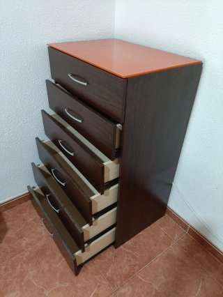 Dormitorio matrimonio completo en wengue y naranja