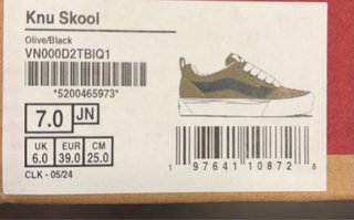 Vans Knu Skool beige/nero taglia 39 rif. 22m/26