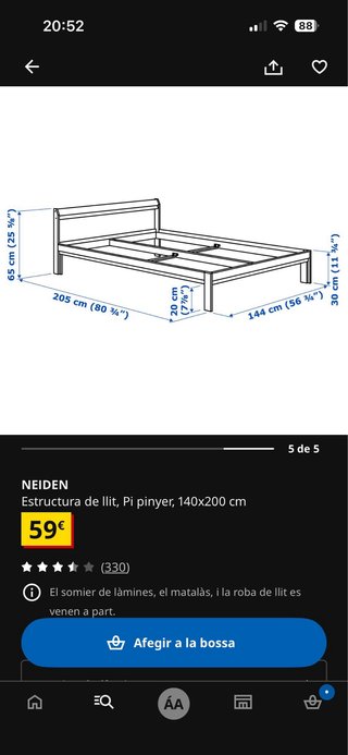 Cama NEIDEN + colchón VESTMARKA+somier