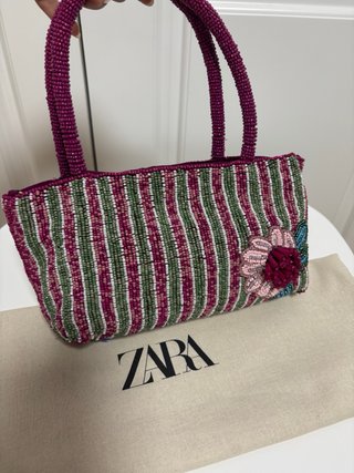 Bolso Zara Morado Abalorios Floral