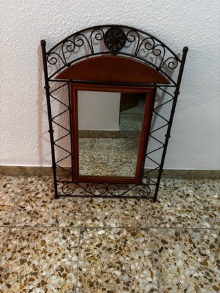 Espejo Hierro Forjado y Madera