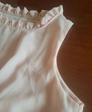 Blusa Smanicata Rosa Cipria Ruches M/L