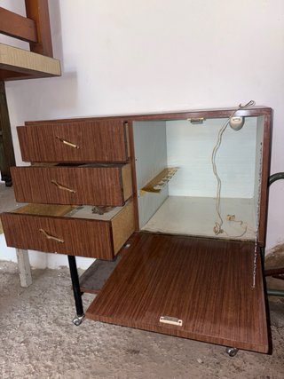 Mueble Bar Vintage Años 60 Madera y Metal