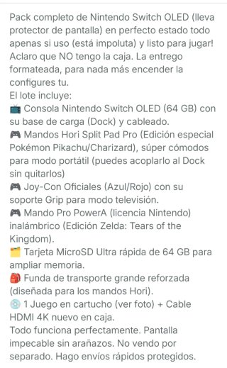 Nintendo Switch OLED 64+64gb (con extras)