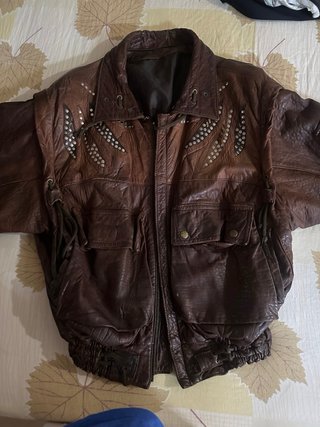Cazadora Cuero Vintage Diseño Águila