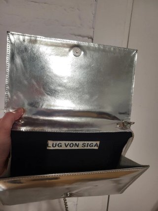 Bolso fiesta piel auténtica plateado