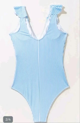 SIN ESTRENAR BAÑADOR MUJER XS DE RAYAS CON VOLANTE