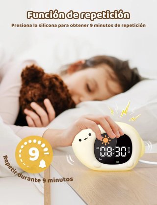Relógio Despertador Gato YISSVIC Luz Noturna