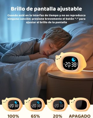 Relógio Despertador Gato YISSVIC Luz Noturna