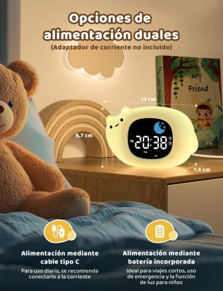 Relógio Despertador Gato YISSVIC Luz Noturna