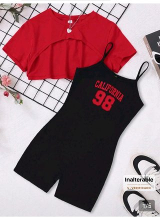 Conjunto  negro y rojo