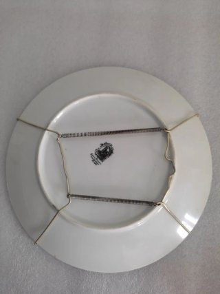 Lote platos antiguos porcelana marrón y blanco