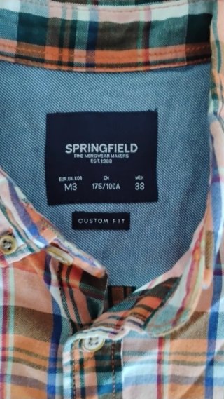 Camisa Springfield Hombre Cuadros Naranja talla M