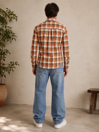 Camisa Springfield Hombre Cuadros Naranja talla M