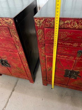 Pareja Mesitas Orientales Madera Pintada