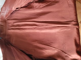 Giacca in pelle marrone/rossa