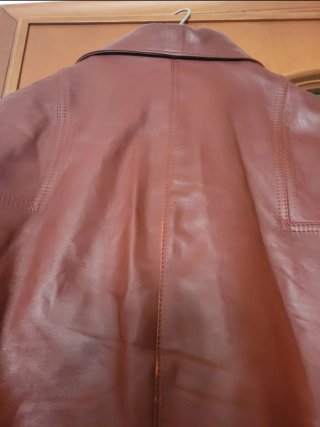 Giacca in pelle marrone/rossa