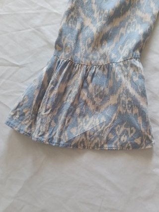 Vestido largo estampado beige y azul