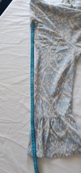 Vestido largo estampado beige y azul