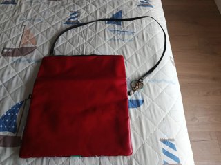 Bolso de mano estampado y rojo