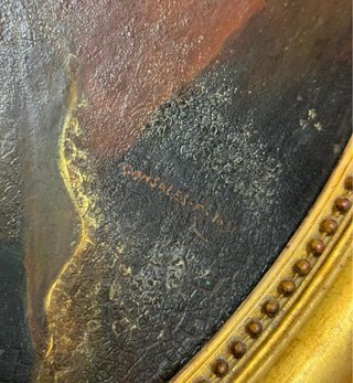 Olio su rame - Ritratto femminile XIX sec. firmato