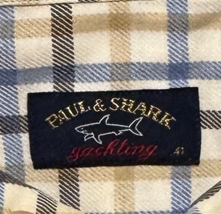 Camisa Paul & Shark de cuadros  beige y azul