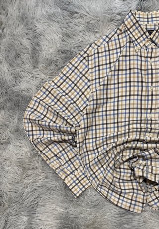 Camisa Paul & Shark de cuadros  beige y azul