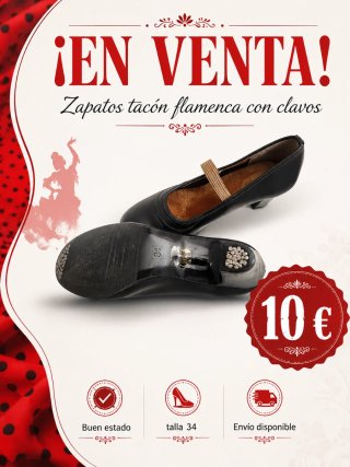 Zapatos Flamenca Tacón Clavos Talla 34