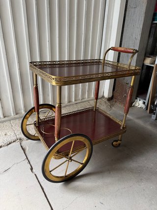Carrito bar antiguo madera y metal