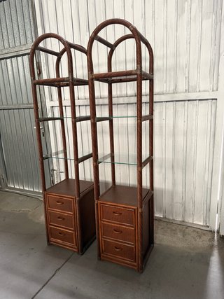 Pareja Estanterías Bambú con Cristal