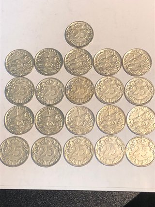 Lote 21 monedas 25 ptas España 1925 Réplica
