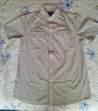 Camisa talla S chico de rayas gris y blanca
