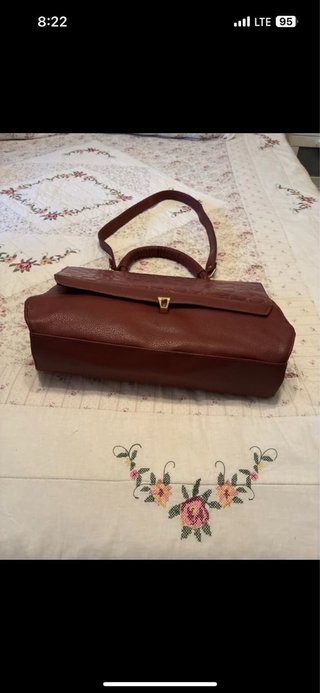 Bolso de mano y hombro piel marrón/rojo