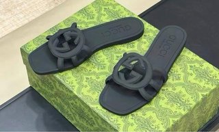 Sandalias Gucci Negras Goma Mujer Talla 38