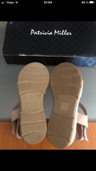 Sandalias Patricia Miller Piel Beige y Blanco