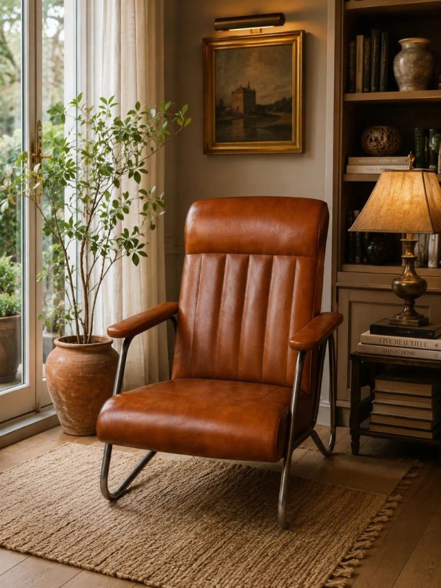Sillón vintage cuero y metal