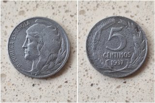 Numismática. Monedas antiguas de la II República.