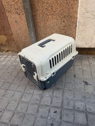 Transportín para perros beige y gris