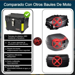 Maleta Moto 45L Negra y Plata