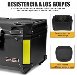 Maleta Moto 45L Negra y Plata
