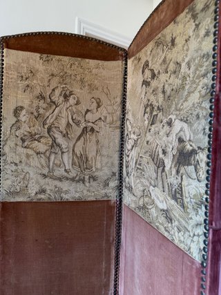 Biombo antiguo francés tapiz gobelino