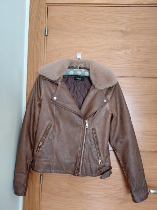 Cazadora polipiel marrón Talla S