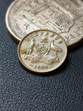 Moneda 6 Peniques Plata Australia 1959