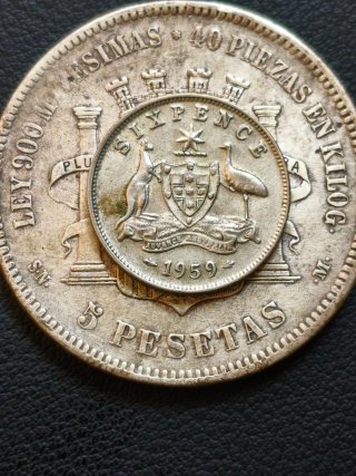 Moneda 6 Peniques Plata Australia 1959