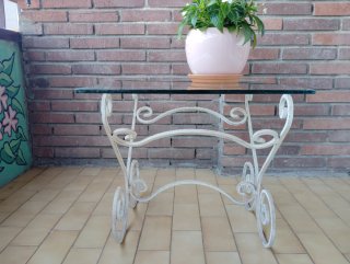 Mesa forja y cristal jardín/terraza