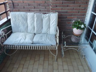Mesa forja y cristal jardín/terraza