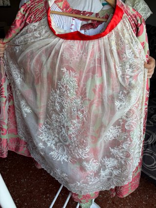 Traje de Fallera verde y rosa