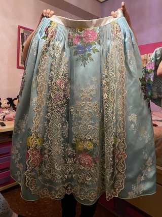 Traje de Fallera azul y rosa